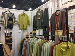 Patti Wells Designs: this pic of my booth was taken at the Pacific International Quilt Festival, sponsored by Mancuso Show Management in Santa Clara in October of 2019. I displayed my women’s clothing and jewelry.  